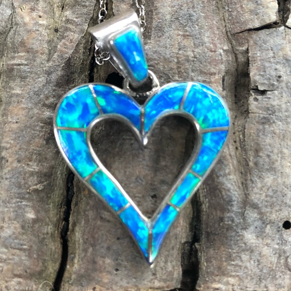 Sterling silver opal? Heart necklace